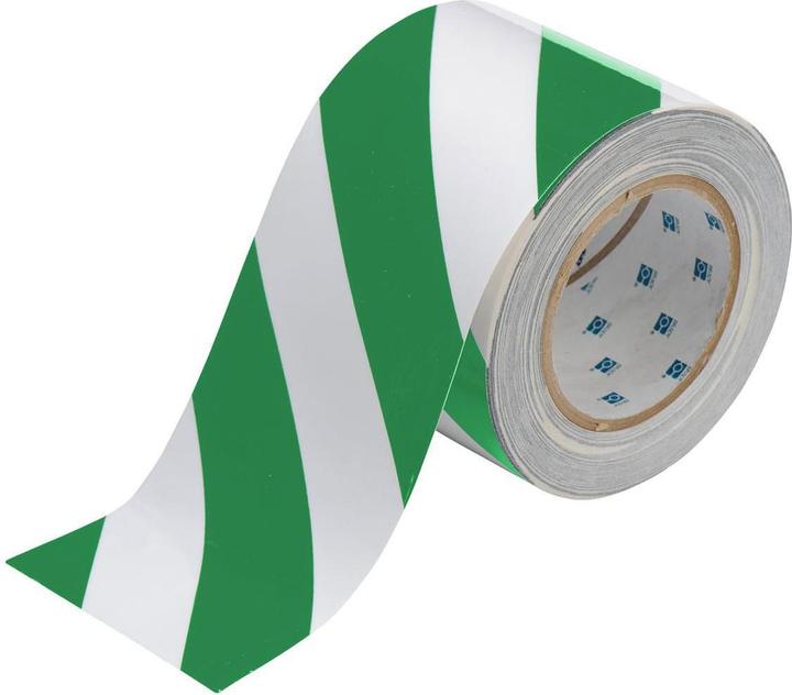 Produktbild Brady TS-101.60-514-GN/WT-STR-RL, ToughStripe, Bodenmarkierbänder, Polyester, Grün/Weiss (gestreift