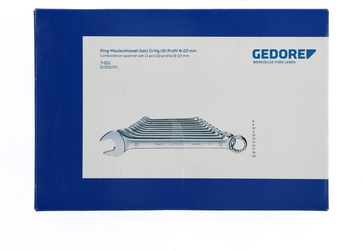 Image du produit Gedore 7-011 Jeu de clés mixtes 11 pièces profil UD 8-22 mm (10 mm, 11 mm, 12 mm, 13 mm, 14 mm, 15 mm, 17 mm, 8 mm, 9 mm)
