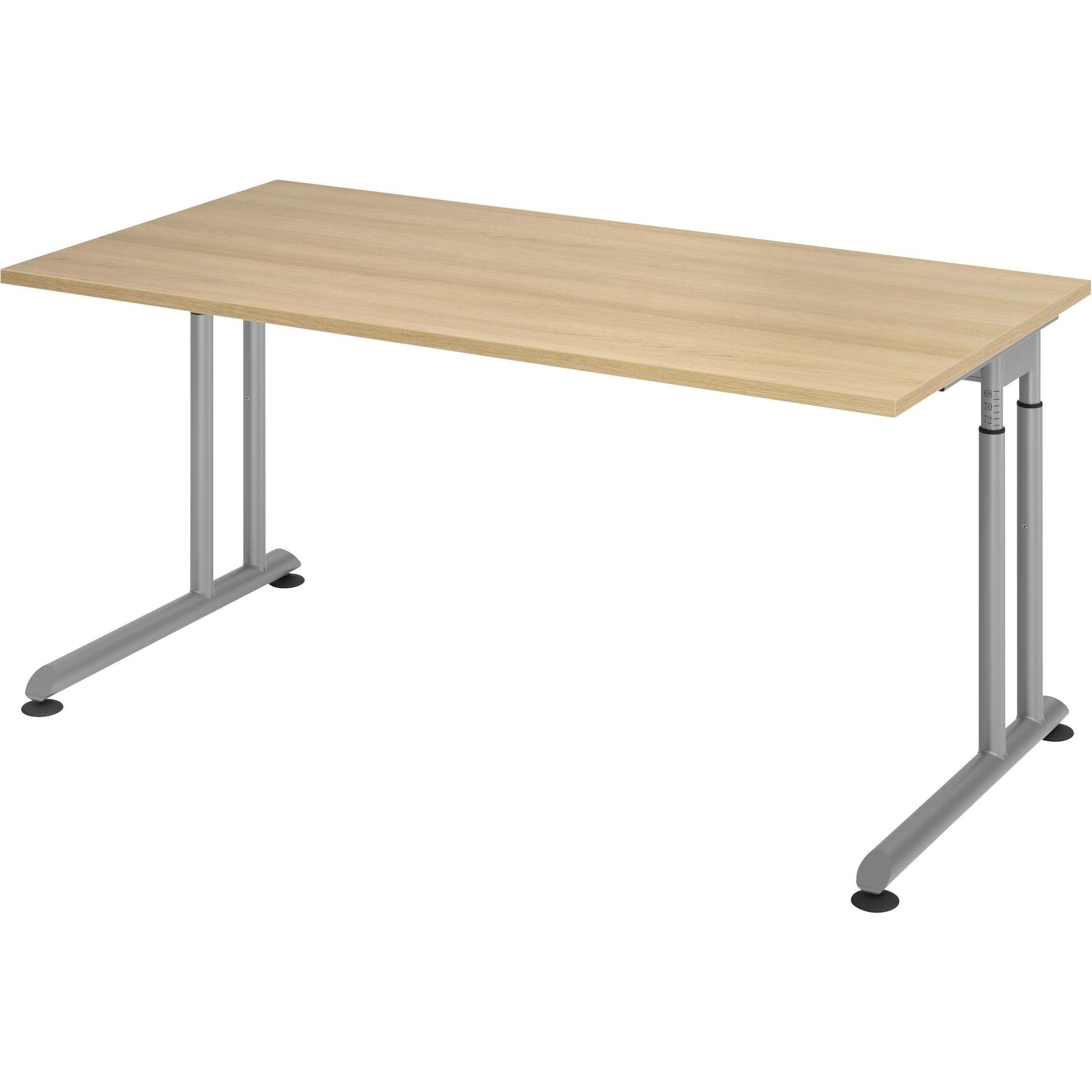 Escritorio, Schreibtisch, Schreibtisch C-Fuss 160x80cm Eiche/Silber (160 x 80 cm)