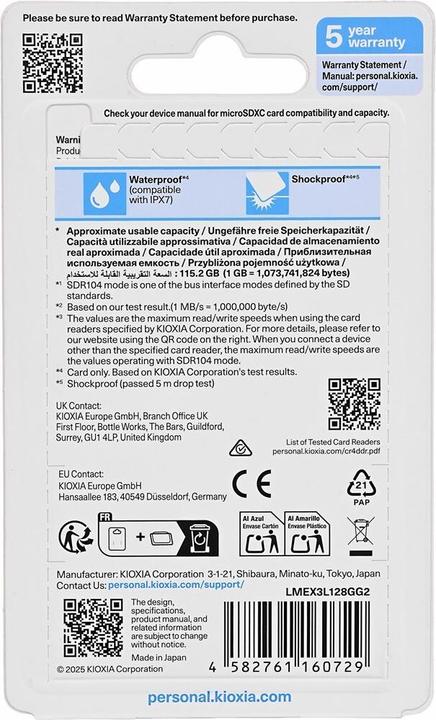 Produktbild Kioxia 128GB Exceria Plus G3 (128 GB, microSDXC, U3, UHS-I)