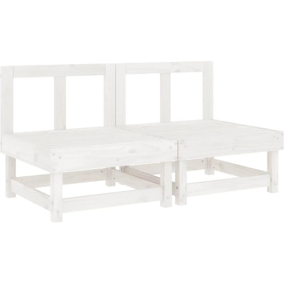 VidaXL, Gartenlounge, Garten-Mittelsofas 2 Stk. Weiss Massivholz Kiefer,Farbe