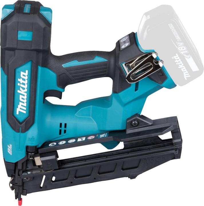 Actual product image Makita DBN 610 M1J cordless nail gun 18 V 32 - 64 mm brushless + 1x battery 4.0 Ah + Makpac -