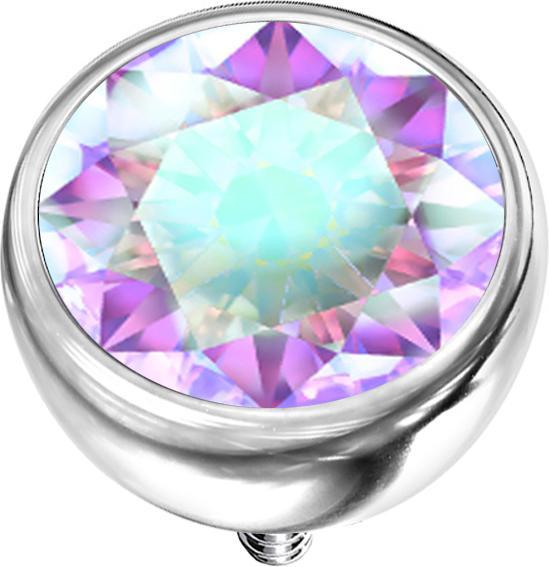 Produktbild Star Piercing Dermal Anchor Halbkugel silber mit Kristall multicolor (Chirurgenstahl 316L)