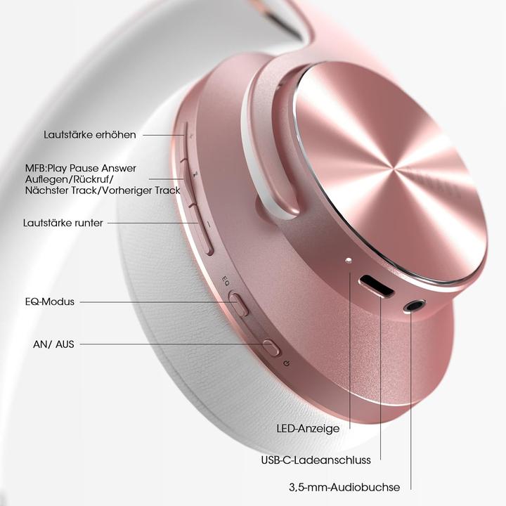 Actual product image Doqaus Bluetooth Over Ear Kopfhörer (90 h, Cable, Wireless)