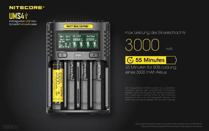 Actual product image Nitecore UMS4 USB-Schnell-Ladegerät (1 pcs., AAA, AA, Battery + charger)