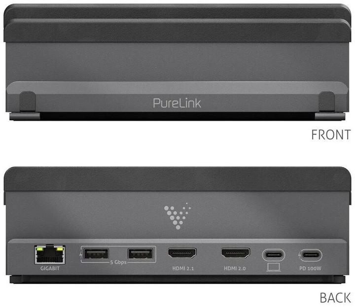 Produktbild Purelink Vuelogic - Dockingstation - DS100 - Multifunktions-USB-C-Dockingstation mit Laptop-Ständer - 8K-Unt (USB-C, 7 Ports)