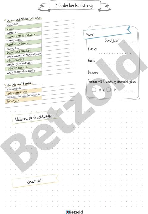 Produktbild Betzold Schüler-Beobachtungsblock DIN A4, 80 Blatt (A4)