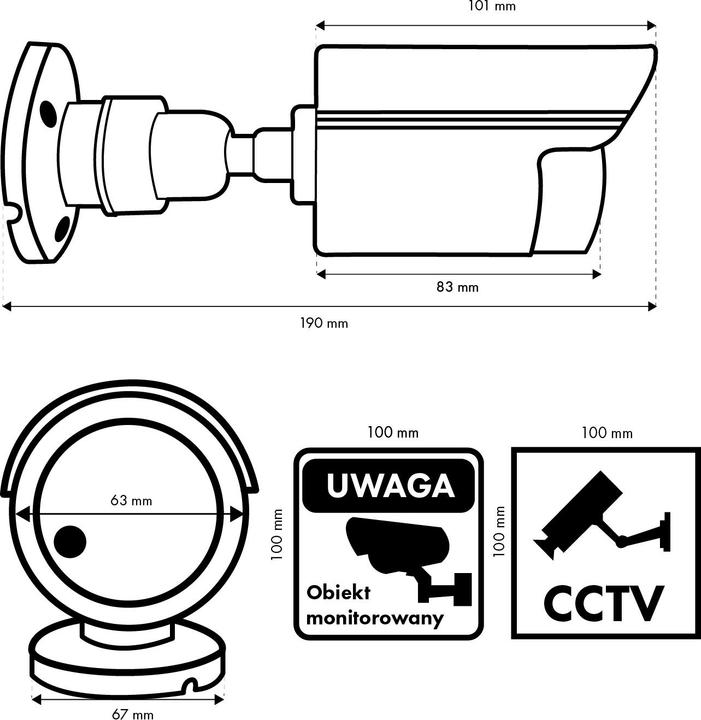 Produktbild Maclean Set mit zwei Attrappen von Röhrenkameras IR1800 WT
