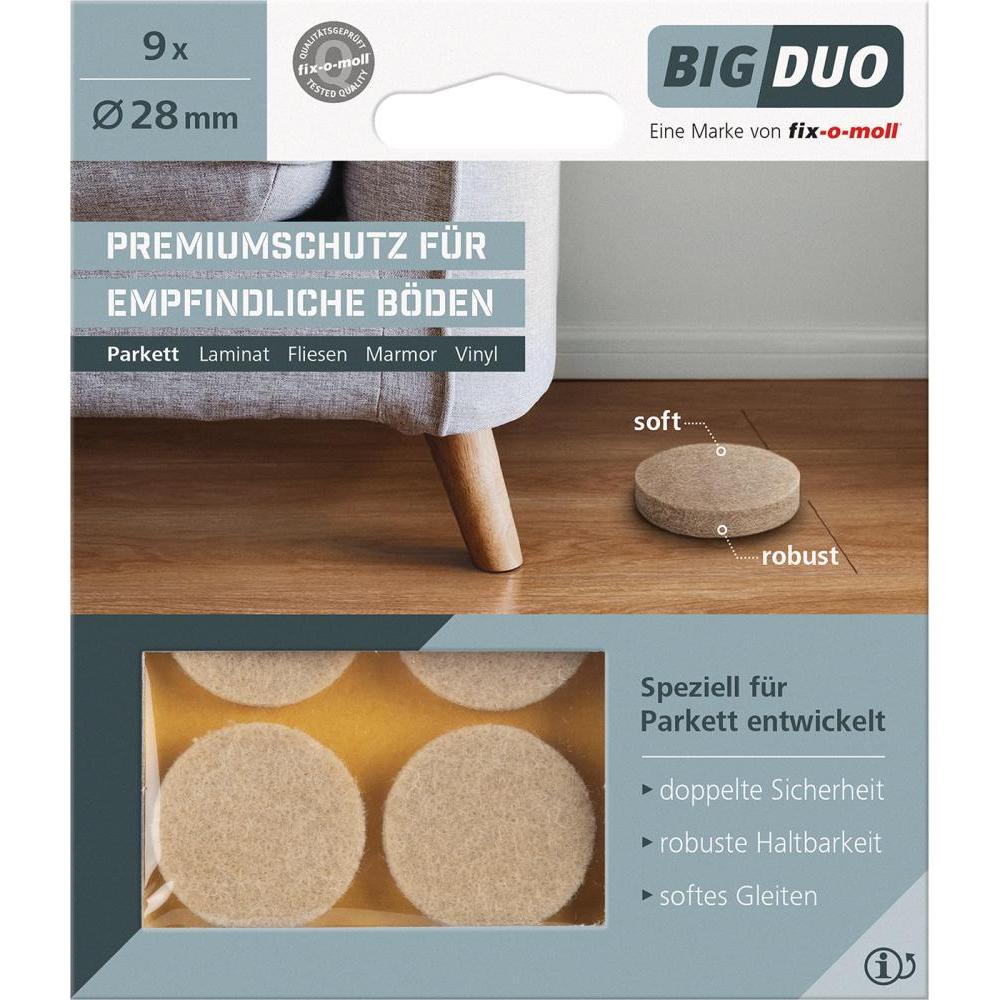 NoName, Möbelgleiter + Schutzpuffer, Parkettgleiter BIGDUO kleb. 28mm Inh.9 St. (Parkettgleiter, 9 Stück)