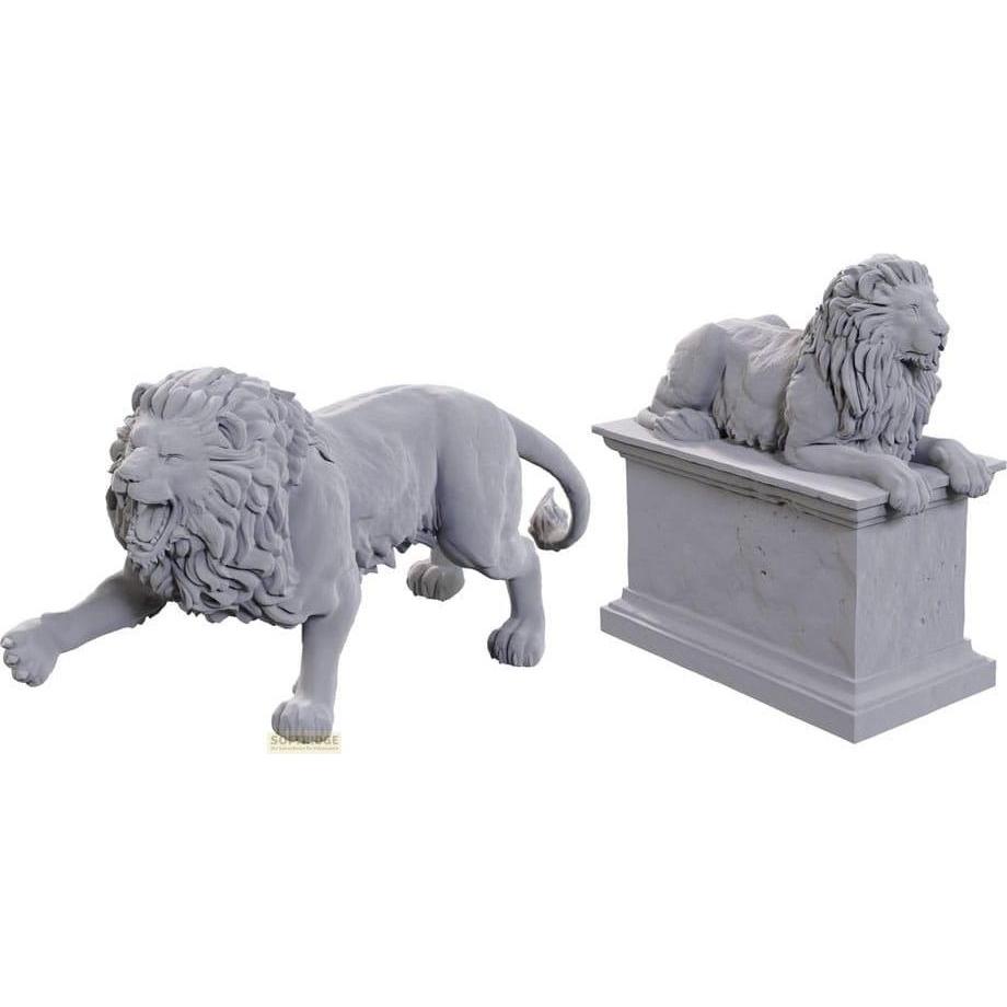 Wizkids Deep Cuts Miniatures Miniature non dipinte in confezione da 2 pezzi Leone di pietra