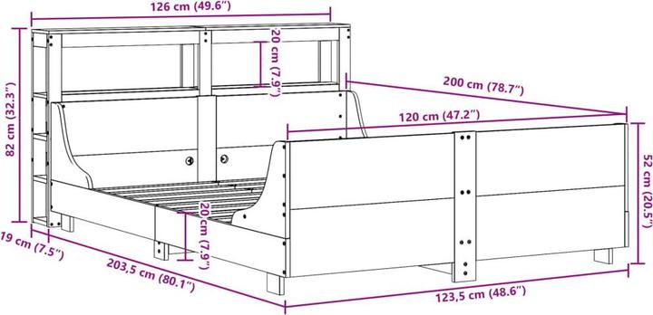 Produktbild vidaXL Bettrahmen (120 x 200 cm)