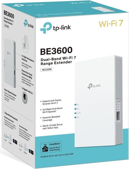 Actual product image TP-Link WRL RANGE EXTENDER 3600MBPS/DUAL BAND RE220BE (2882 Mbit/s, 688 Mbit/s)
