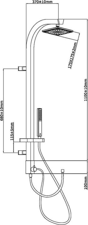 Produktbild Schütte Regendusche Bad MADAGASKAR Überkopfbrause-Set Schwarz matt Chrom Duschsystem Regenbrause 60060