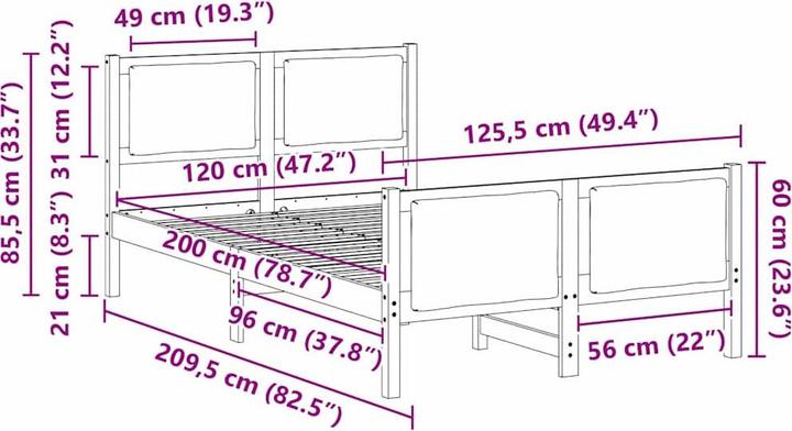 Image du produit vidaXL Moderner Bettrahmen (120 x 200 cm)