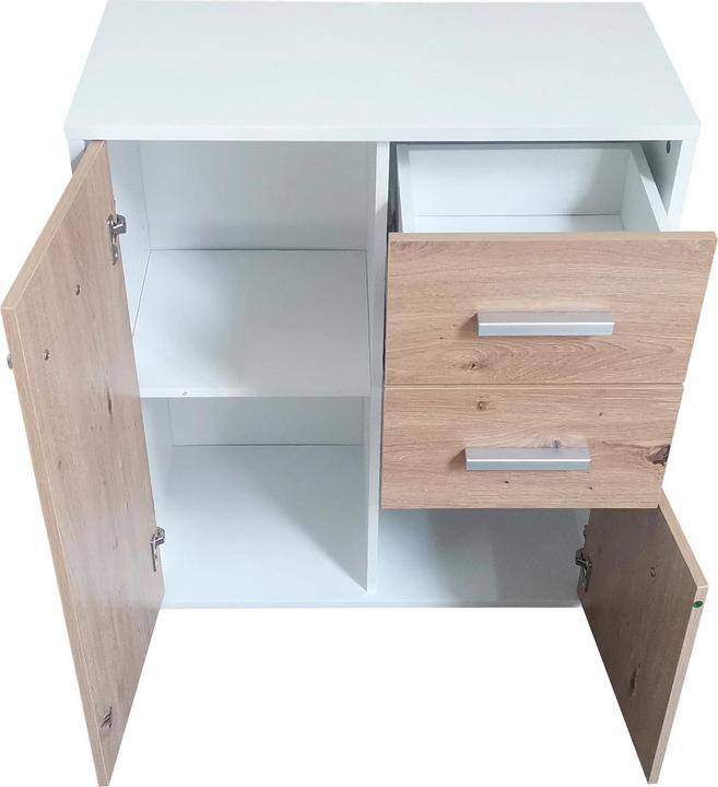 Produktbild HTI-Living Kommode mit 2 Schubladen Nina Weiss Artisaneiche (60 x 30 x 70 cm)