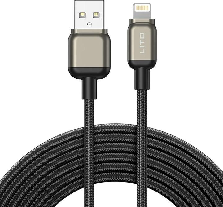 Actual product image Lito - Data Cable (LD17) - USB to Lightning, Fast Charging, Braided Nylon - Black