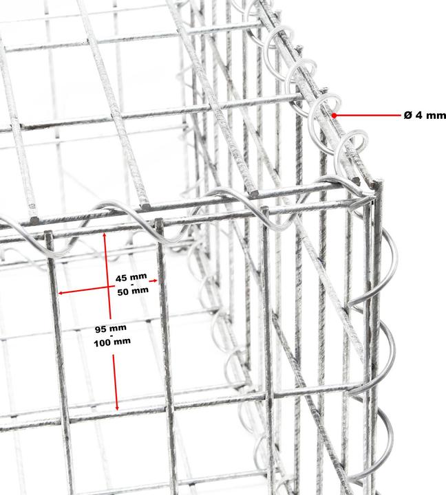 Produktbild Wiltec Gabione 100x50x30cm aus Drahtgitter Gabionenzaun Gabionenwand Steinkorb
