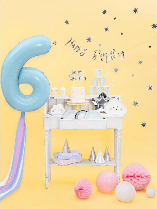 Actual product image Partydeco Décoration Argentée pour gâteau "Happy Birthday (1 Piece)