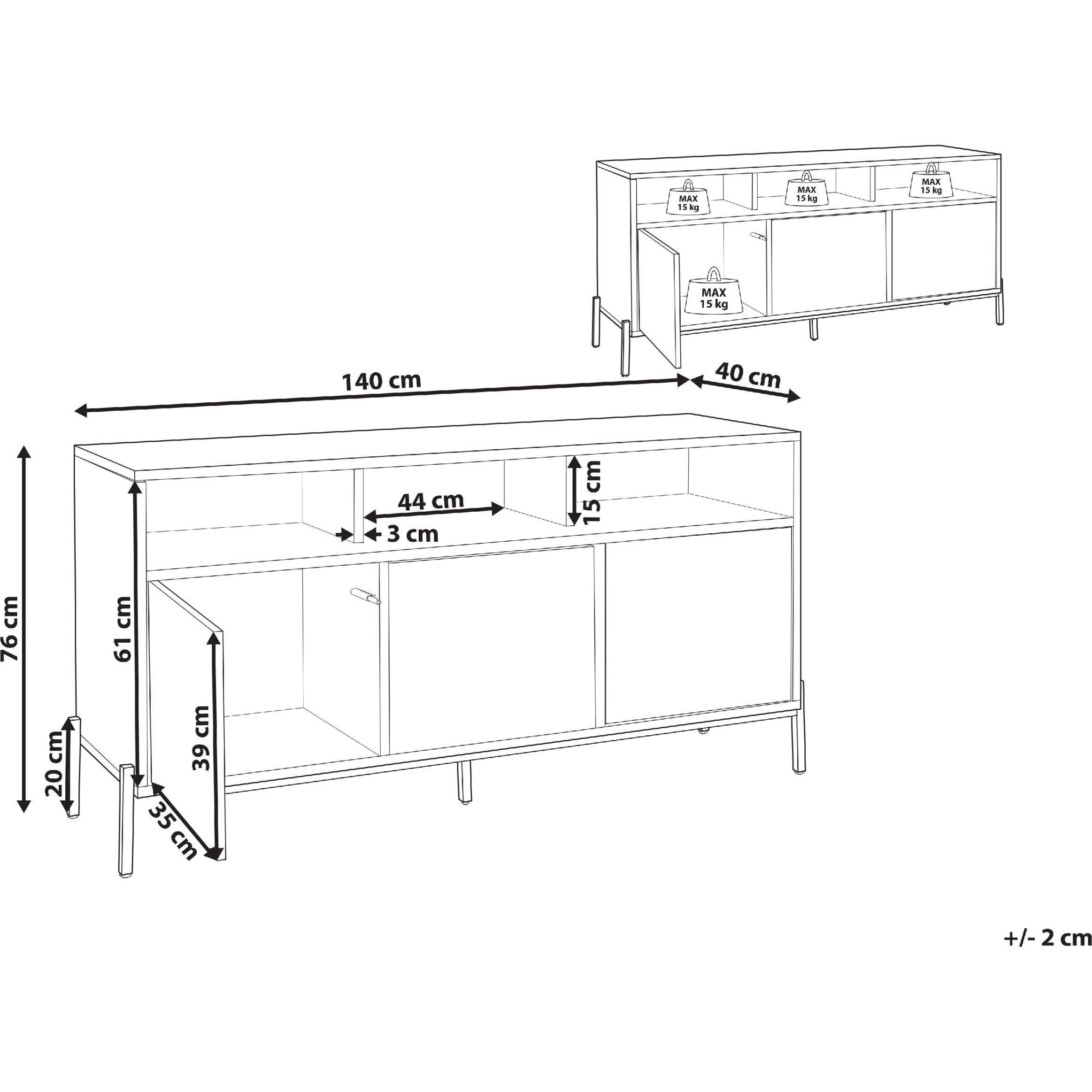 Thumbnail - Beliani, Kommode + Sideboard, Moines (140 x 40 x 76 cm)