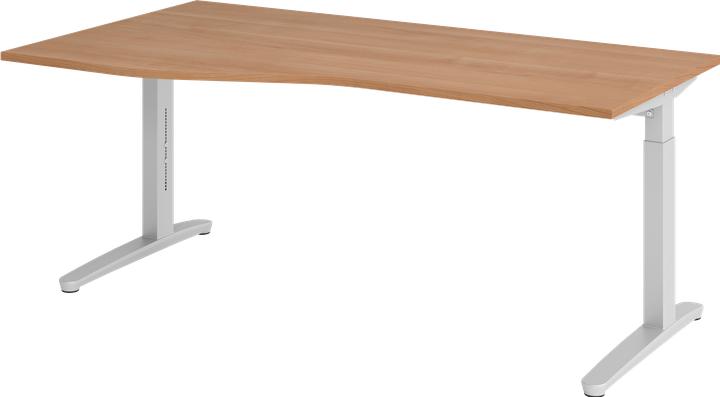 Produktbild Hammerbacher Schreibtisch C-Fuss 180x100/80cm Nussb/Silber (180 x 100 x 68 cm)