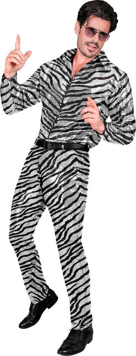 Actual product image Widmann Men's sequin trousers in zebra look black/silver (M)