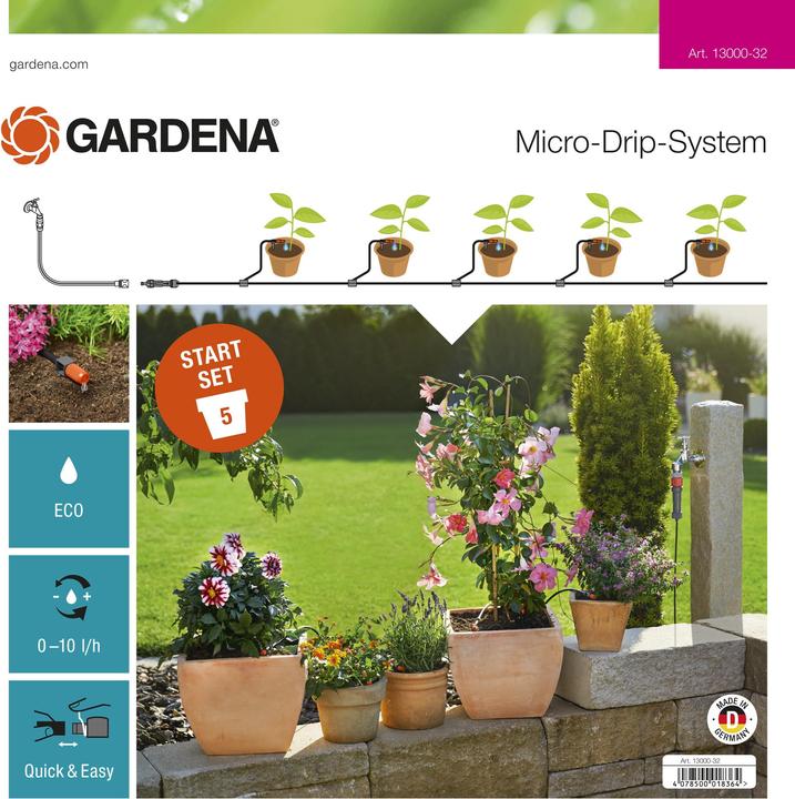 Gardena Début Set Pots de plantes S (Kit d'irrigation goutte à goutte)