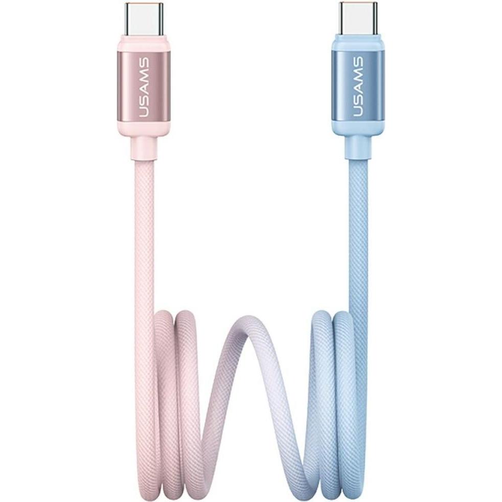 Usams Cable Bicolor Series SJ756 PD 60W USB-C/USB-C 1.2m blue and pink (1.20 m, 60 W), Cavo USB