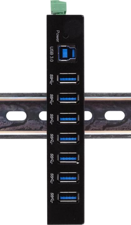 Produktbild Exsys 7 Port USB 3.2 Gen 1 HUB Metall-Gehäuse, inkl Netzteil 12V/3A, USB 3.0 Kabel, Di (USB-B, 7 Ports)