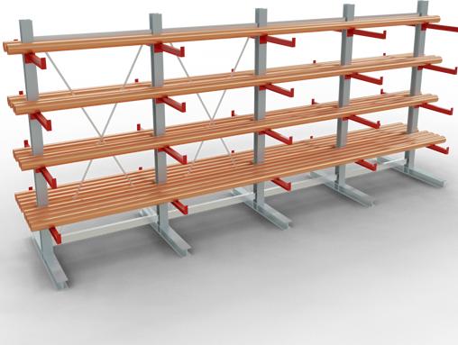 Produktbild Schulte Lagertechnik K 3000 Kragarm-Komplettregal 5 Ständer - 2-seitig