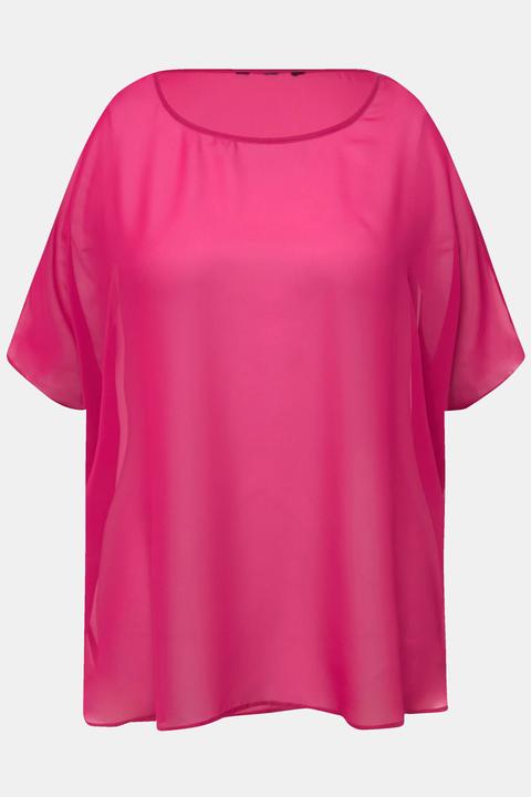 Produktbild Ulla Popken Chiffonbluse, Oversized, Rundhals, Halbarm (58, 60, 62)