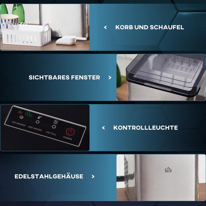 Produktbild Swisshandel24 Eiswürfelmaschine, 2, 1 Liter Wasser, 15 kg in 24 h, Selbstreinigend, Weiss, inkl. Eiswanne + Eissch