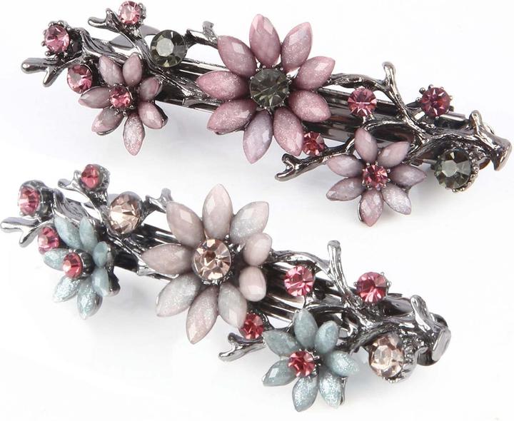 Produktbild Activity Board 2 Stück Elegante Haarspangen Exquisite Blume Kristall Haarspangen Vintage (2 Stk.)