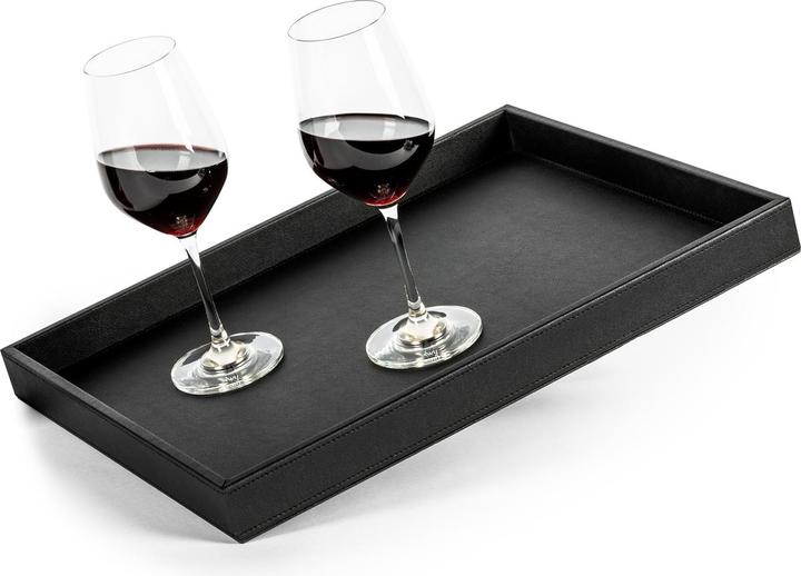 Produktbild Silwy Metall-Tablett im Leder-Look Schwarz