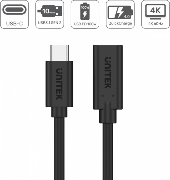 Actual product image Unitek C14086BK USB Cable USB 3.2 Gen 2 (3.1 Gen 2) USB C (0.50 m, USB 3.2 Gen 2)