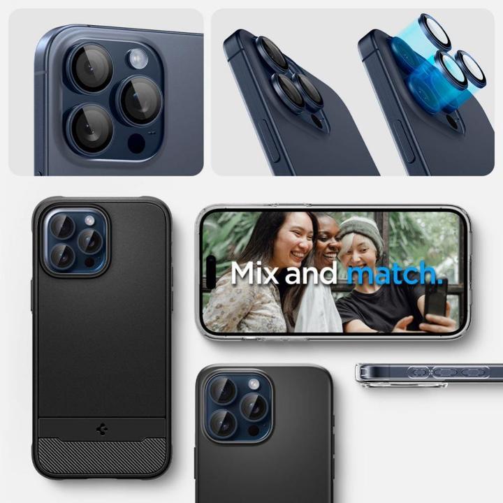 Immagine prodotto Spigen Proteggi fotocamera Optik.tR EZ Fit per iPhone 14 Pro / Pro Max / 15 Pro / Pro Max - Blu tita (2 pz., Apple iPhone 15 Pro Max)