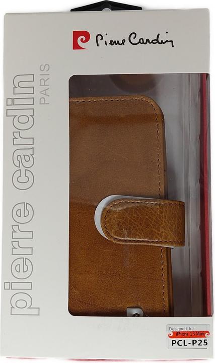 Image du produit Pierre Cardin Etui iPhone 13 Mini - Book Case en cuir véritable marron & 6 emplacements pour cartes (Apple iPhone 13 mini)