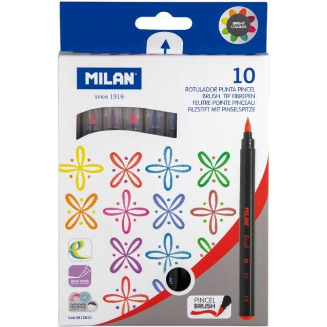 Milan, Malstifte, Filzstifte PINCEL BRUSH, 10 Farben (10 Farben, 10 x)