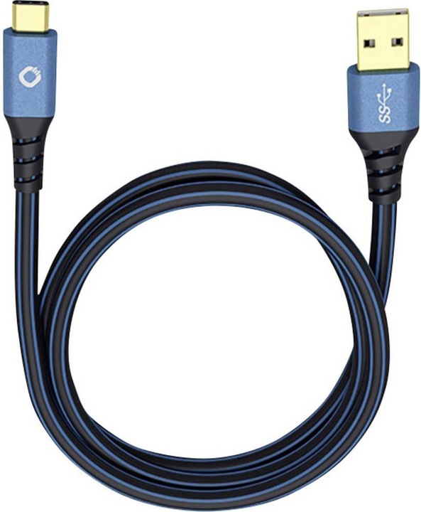 Actual product image Oehlbach USB 3.2 Gen 1 (USB 3.0) connection cable (1x male A 1x C™ male) 0.50 m gold-plated plug contact (0.50 m, USB 3.2)