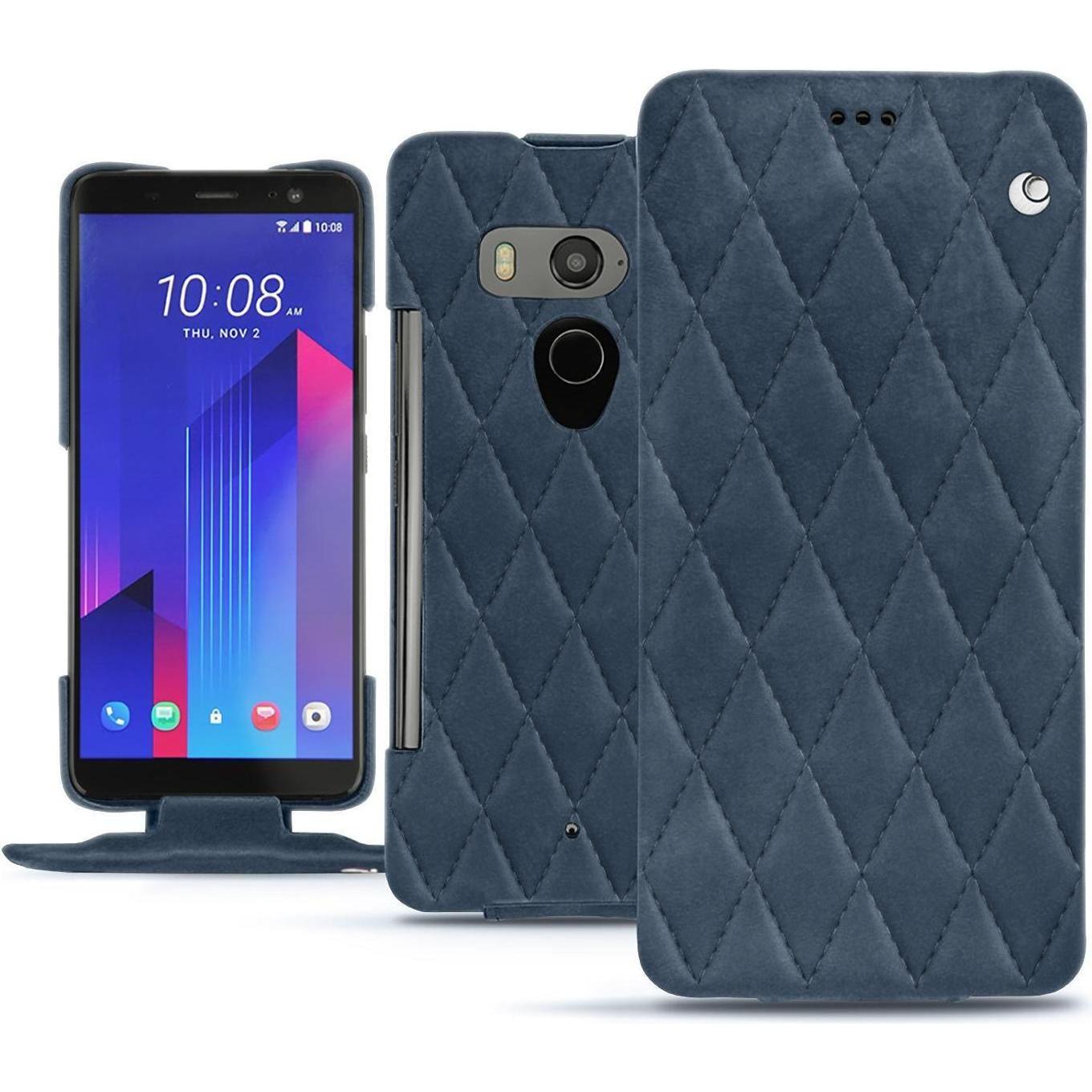 Noreve Lederschutzhülle vertikal (HTC U11+), Smartphone Hülle, Blau