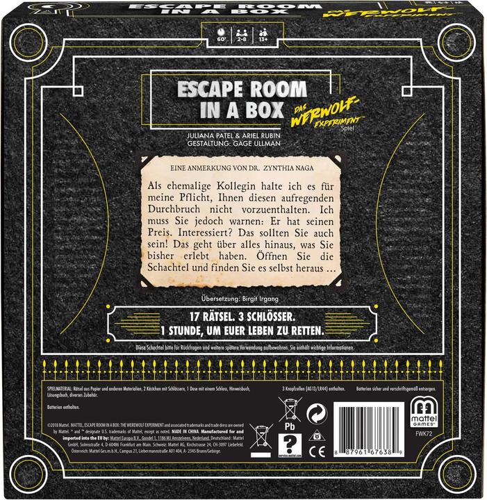 Produktbild Mattel Games Escape Room: Das Werwolf-Experiment (Deutsch)
