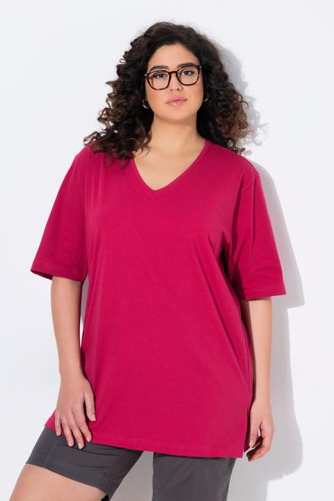 Image du produit Ulla Popken T-shirt coupe Relaxed Fit, décolleté en V et manches courtes (42, 44)