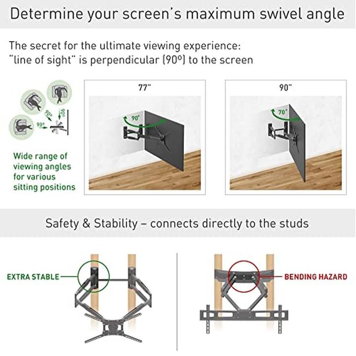 Immagine prodotto Barkan Supporto TV a doppio braccio estensibile, regolabile e inclinabile, fino a 60 kg (Muro, 90", 60 kg)