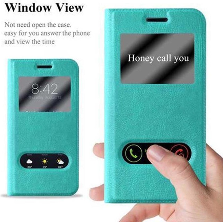 Actual product image Cadorabo Book with View double window cover (Samsung Galaxy J3)