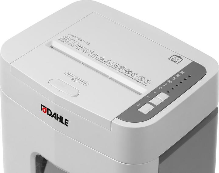 Produktbild Dahle ShredMATIC 150 Aktenvernichter mit Partikelschnitt P-4, 4 x 12 mm, bis 150 Blatt, lichtgrau (Partikelschnitt)