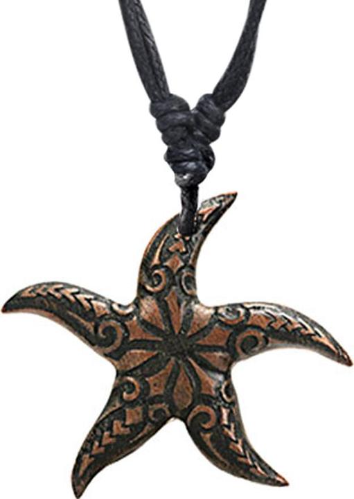 Produktbild Star Piercing Halskette schwarz Anhänger Seestern mit Gravur aus Sawo Holz (ohne Messing, Organisch)