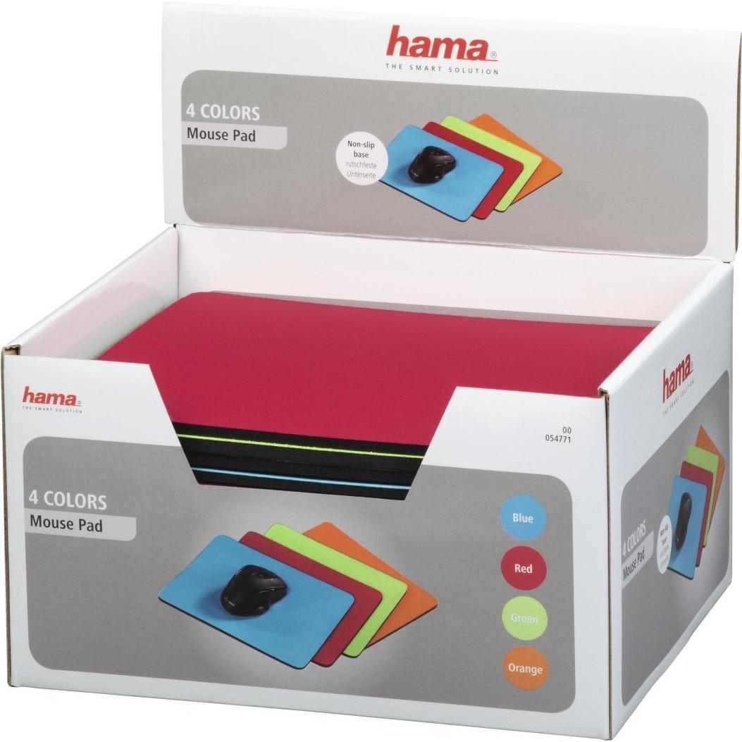 Hama Mauspad, 20 Stück im Display, Blau/Rot/Grün/Orange, Mausmatte, Orange, Rot, Grün, Blau