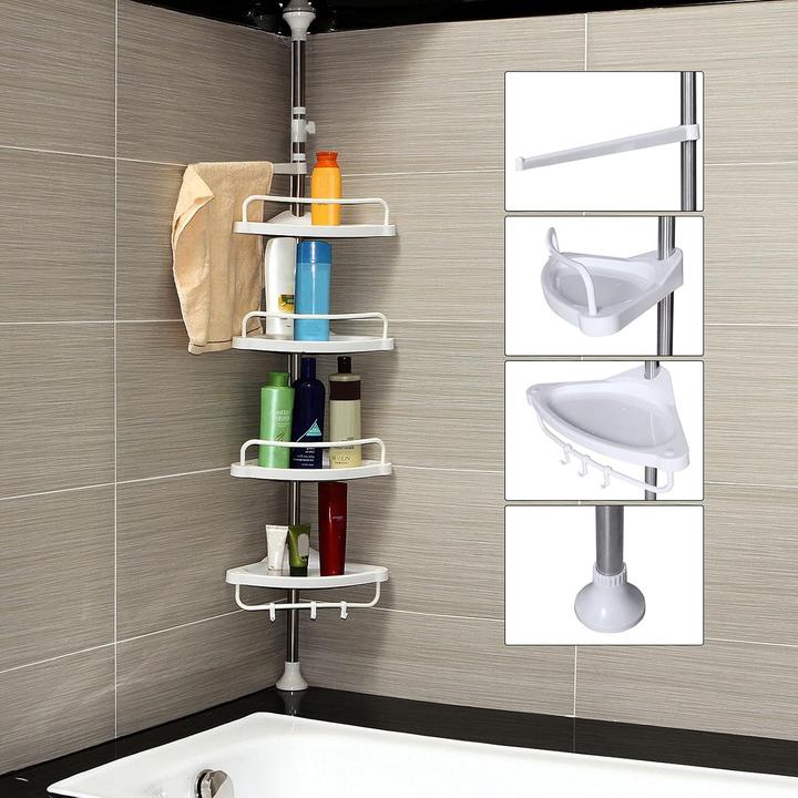 Actual product image Songmics Telescopic shower shelf BCB02SW white 25.0 x 35.0 x 85.0 - 300.5 cm
