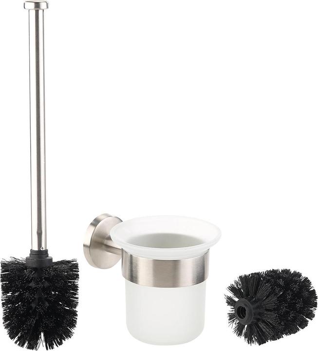 Actual product image BadeStern Stainless steel/glass WC set for wall mounting