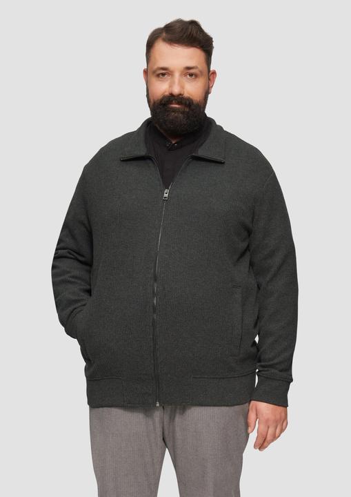 Image du produit S.Oliver Sweatshirt Jacke Sweatjacke aus Jacquard in Strick-Optik (XXL)