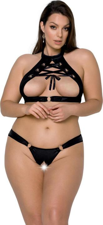 Produktbild Passion PE Malwia Size Plus 2pcs set with open bra black 4XL/5XL (4XL, 5XL)
